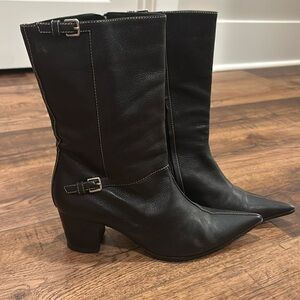 Hermes black leather boots size 39 1/2
